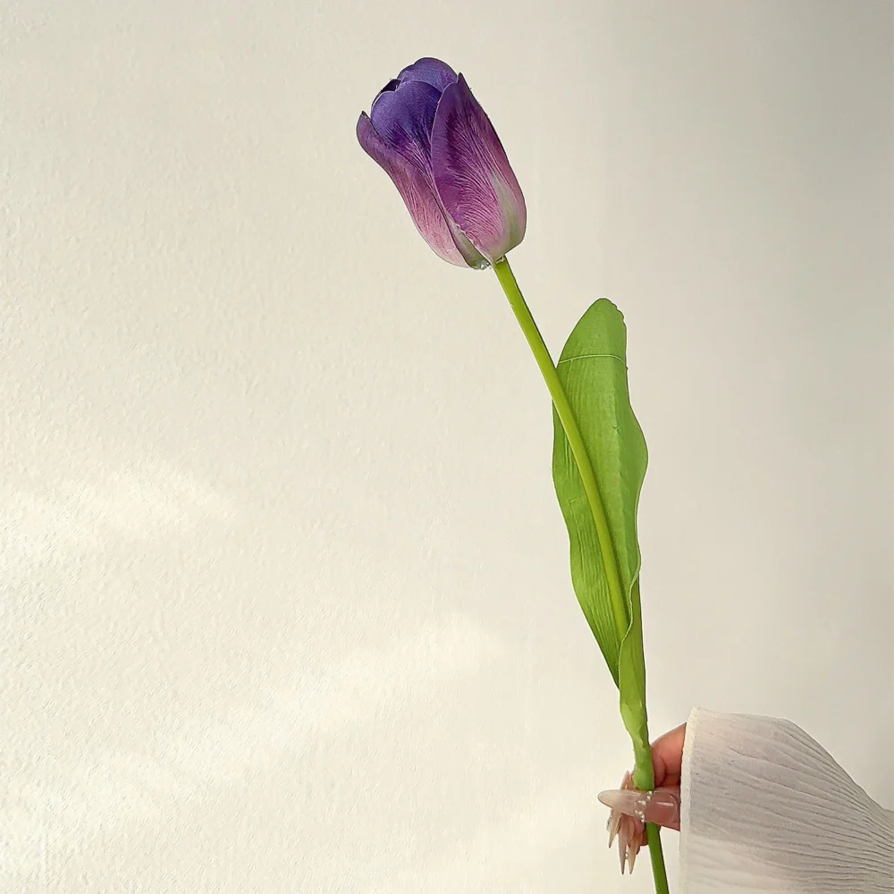 Purple artificial tulip bunch of ten stems, ten stems tied as a market bunch