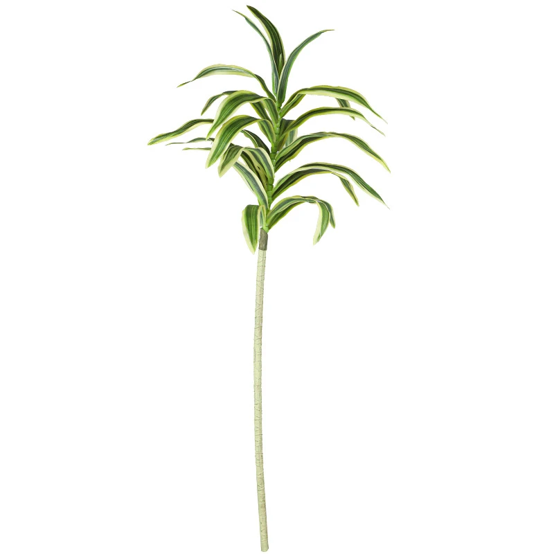 Single stem artificial spider plant stem with long arching variegated straps