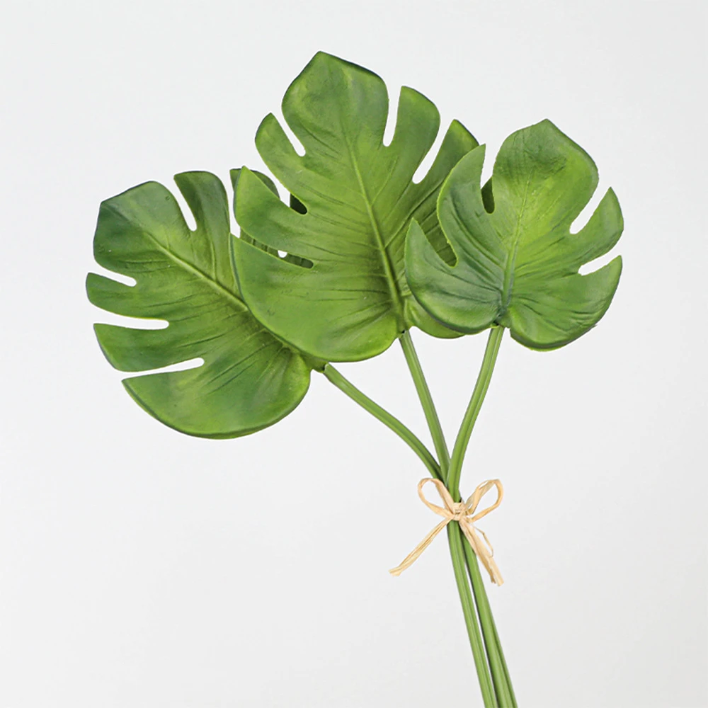 Monstera artificial tropical leaf stems of fan palm, monstera and banana leaf